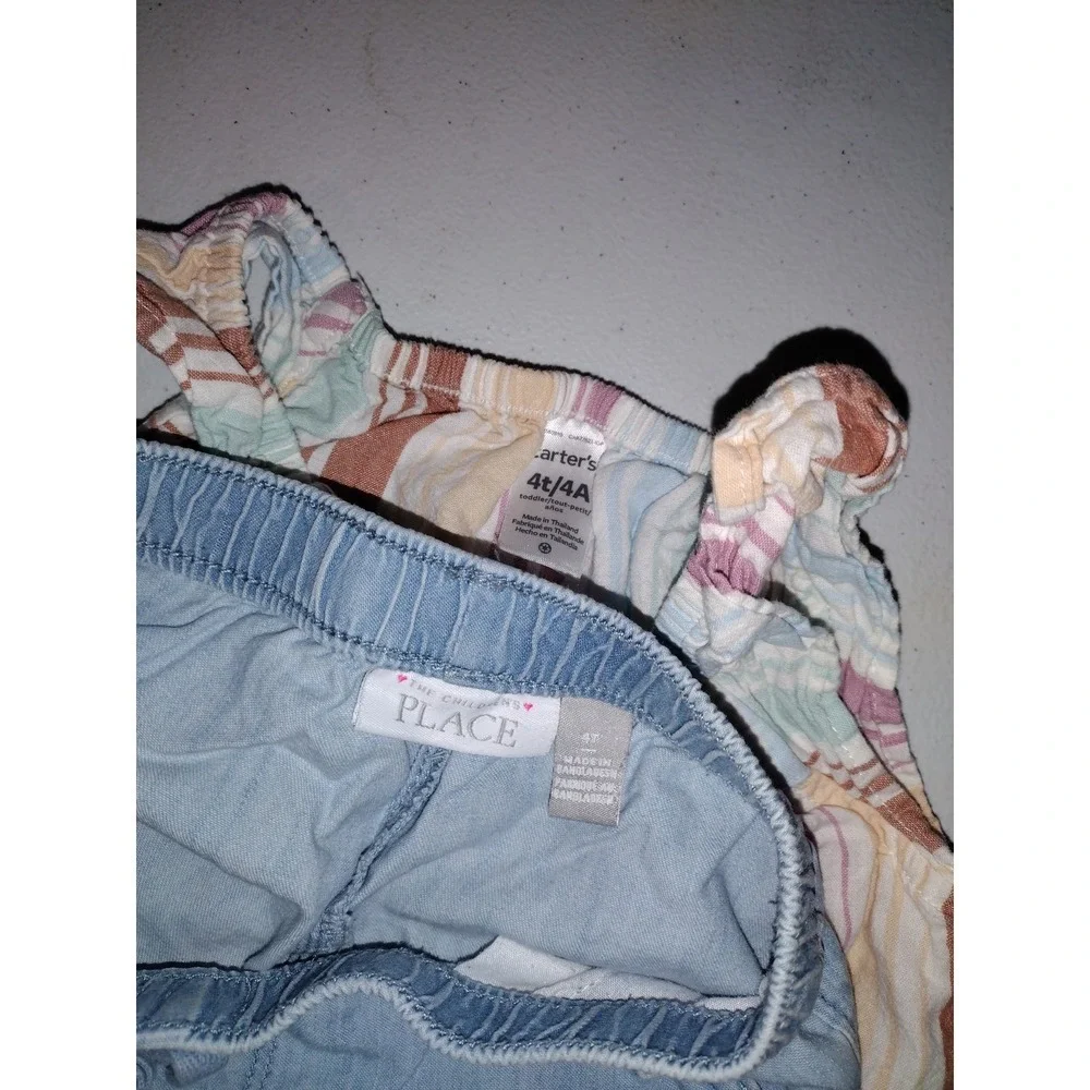 Carter's Striped Tank & Children's Place Denim Shorts‎ Toddler Girl Set 4T